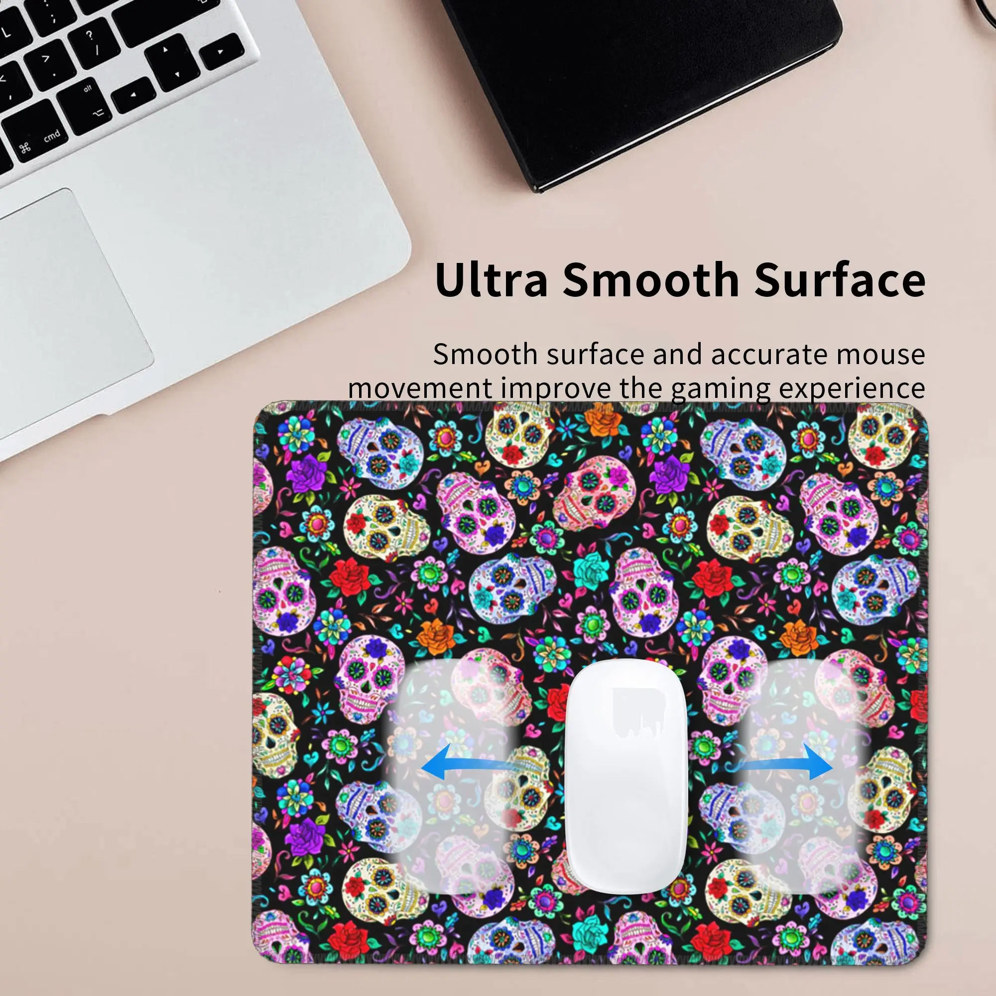 Sugar Skull Mexican Flower Halloween Day Of The Dead Mouse Pad Computer Keyboard Mouse Mat PC Desk Mat Accessories Table Mats