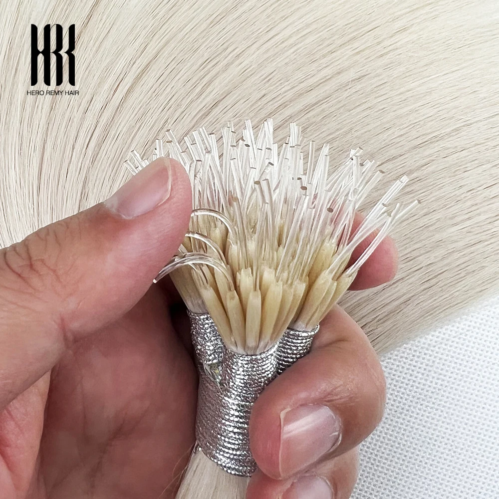 Nano Bead Silicon Plastic Tip Real Remy Natural European Human Micro Link Hair Extensions Highlight 16 - 22