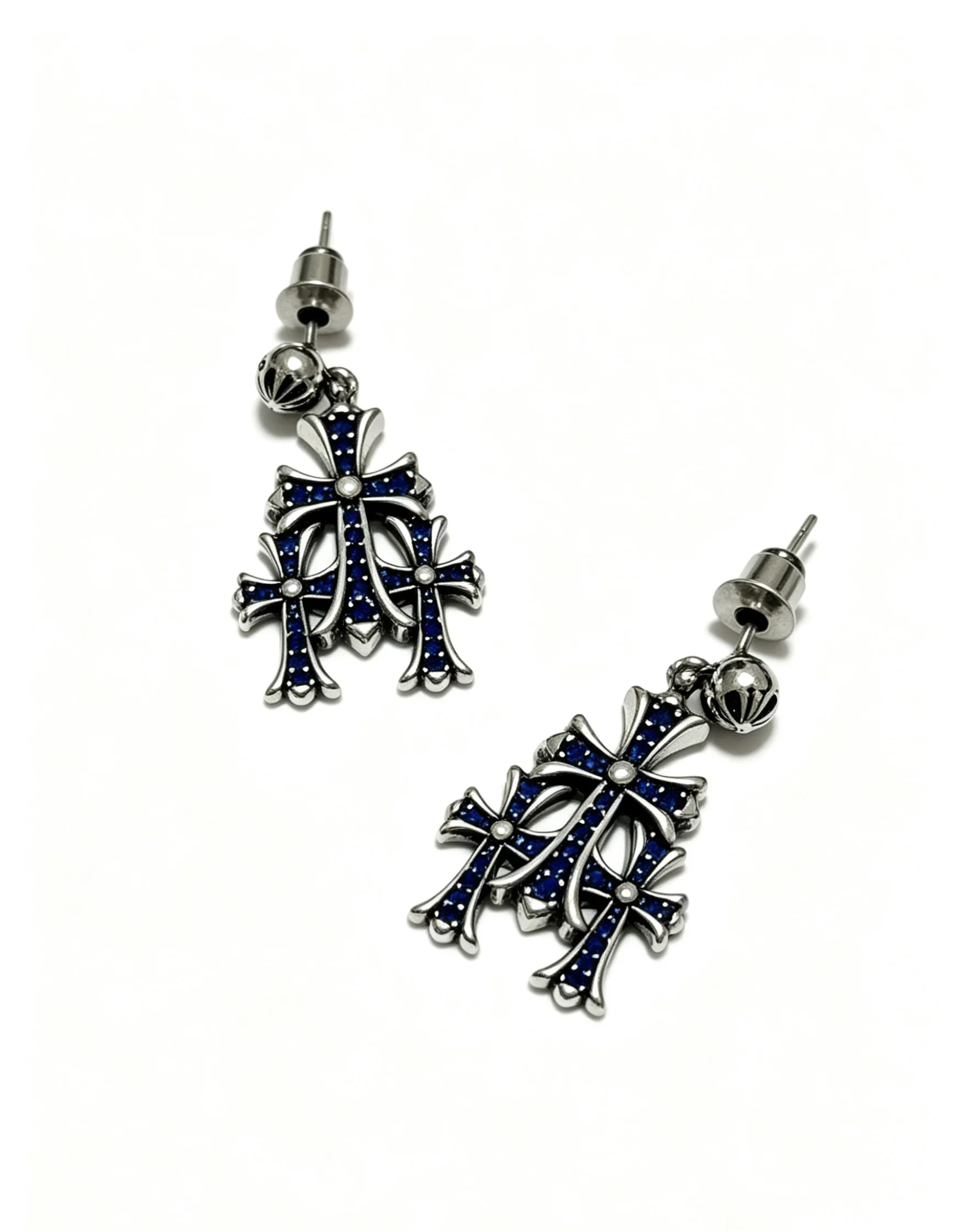 

S925 Sterling Silver Vintage Vintage Cross Earrings Women's Iris Dark Gothic Pendant Earrings