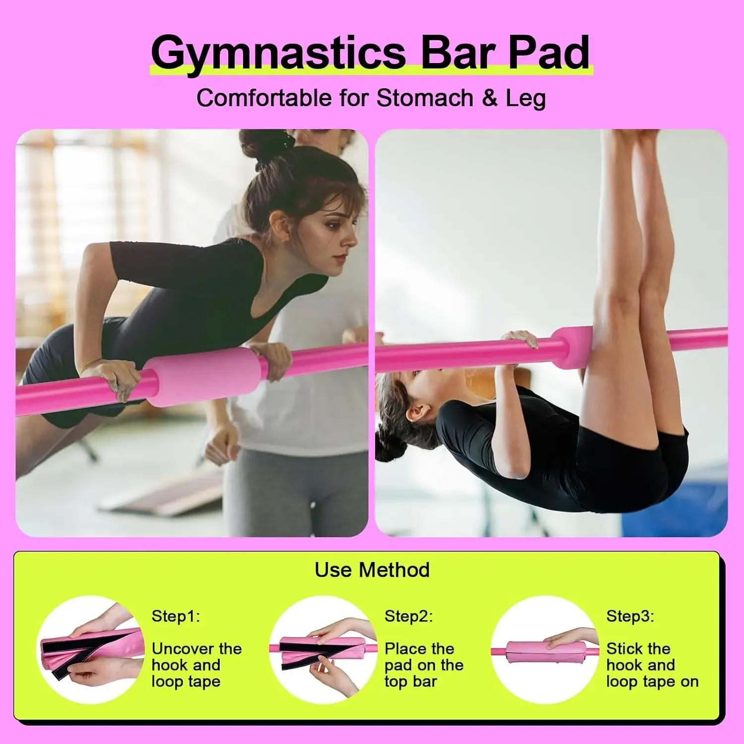 Expandable Gymnastics Bar for Kids - Height Adjustable Junior Training Bar for Home, Folding Gymnastic Horizontal Bars