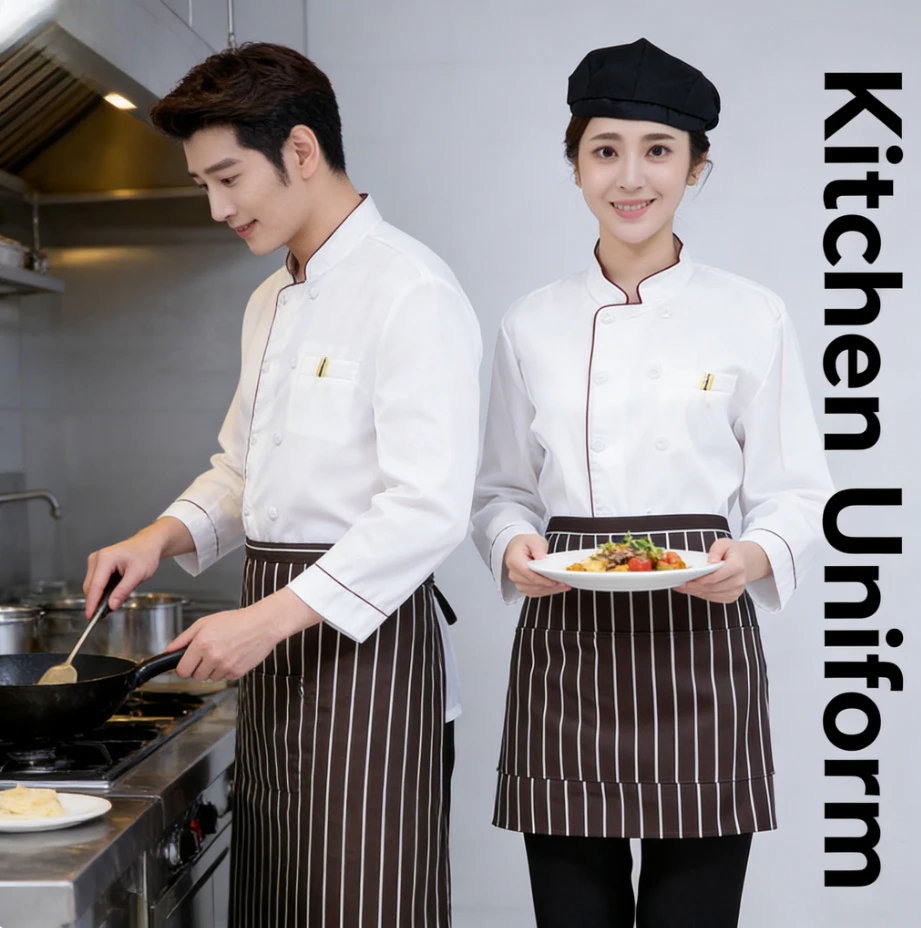 

Комплект униформы для поваров 2026: рубашки с длинным и коротким рукавом для отелей, ресторанов, столовых и кухонь – удобные, дышащие