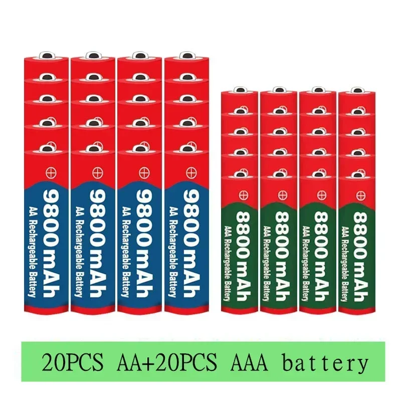 1.5V rechargeable battery 2024 best-selling AA9800mAh+AA8800mAh alkaline battery for microphones and MP3 players Free shipping