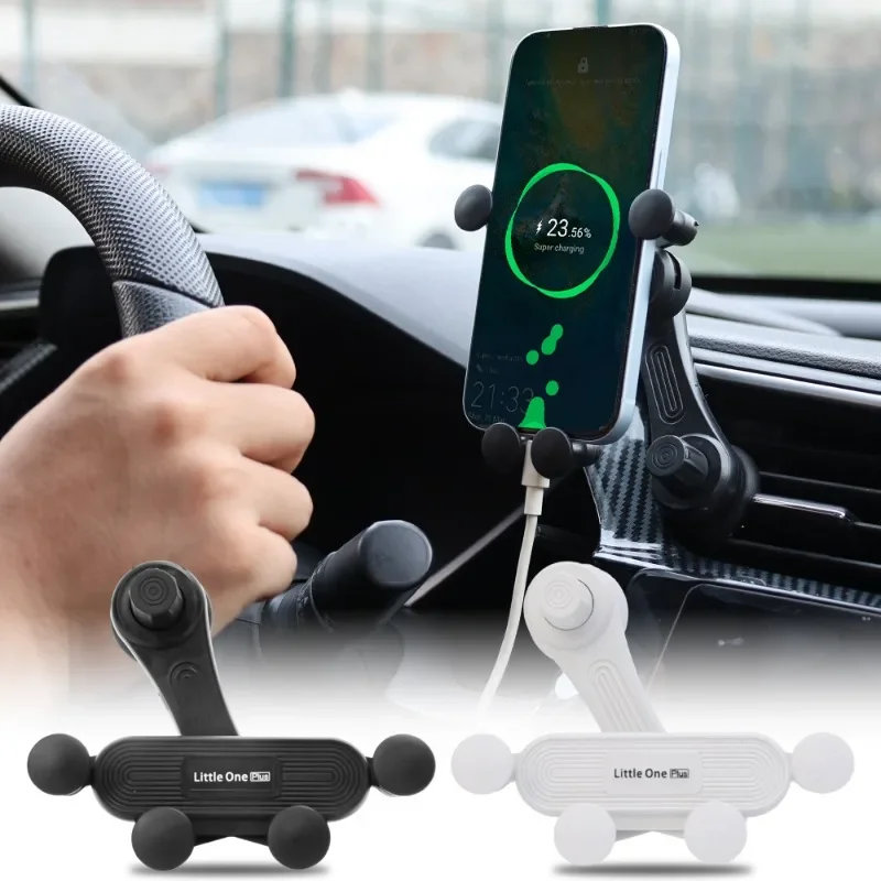 Car Air Outlet Phone Holder Auto Air Vents Hook Fixed Navigation Bracket Anti Shake Gravity Holder Extendable Mobile Phone Stand