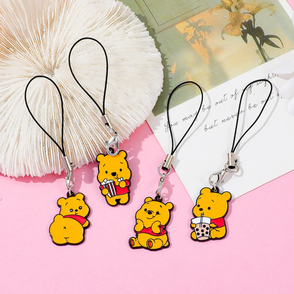 Winnie the Pooh Metal Keychain Bear Key Ring for Cartoon Character Collectors Backpack Handbag Decoration Valentine's Day Gift