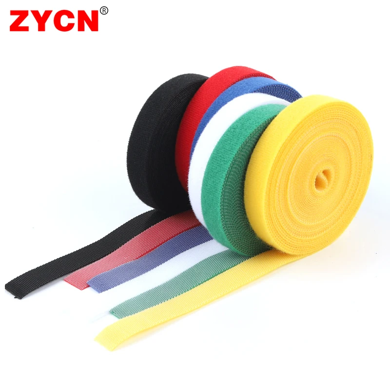 5Meters/Roll Reusable Cable Tie Organizer USB Self Adhesive Tape 10/12/14.5/20/25mm Nylon Straps Fastener Phone Wire Color