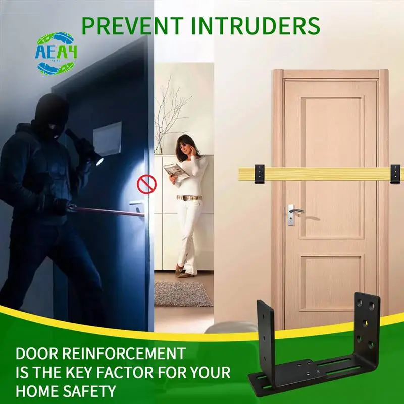 

AEA4-Adjustable Door Barricade Brackets, Heavy Duty Door Security Bracket, Drop Open Bar Holder For Security