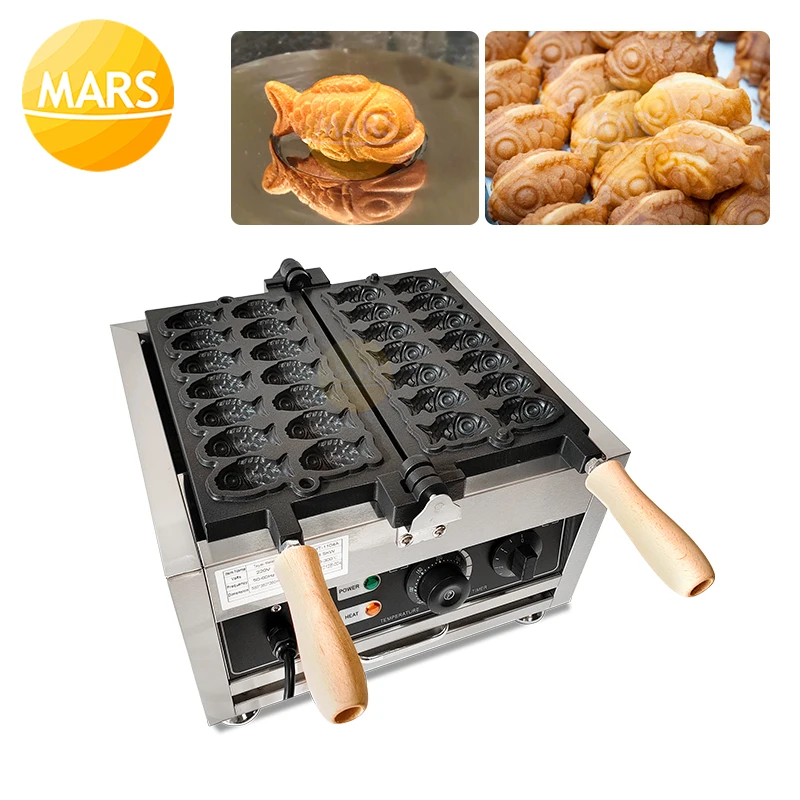 ญี่ปุ่น Taiyaki ขนม Mini Custard ปลารูปวาฟเฟิล Baking Pan 14Pcs เค้กวาฟเฟิลเค้ก Baker Little Taiyaki ขนม