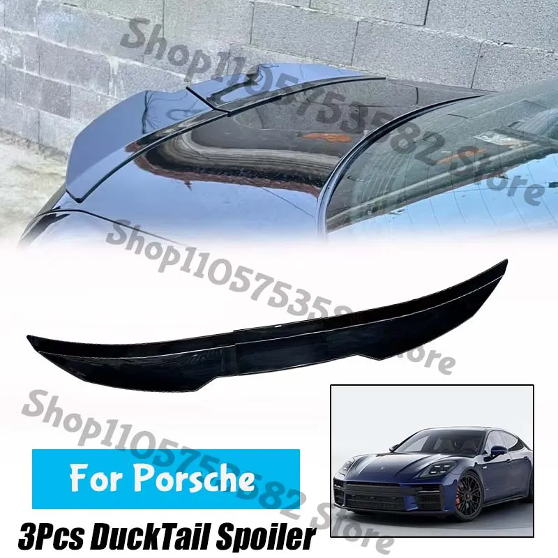 3Pcs Ducktail High Kick Trunk Spoiler For Porsche Universal Rear Boot Wing For Multi Models Car
