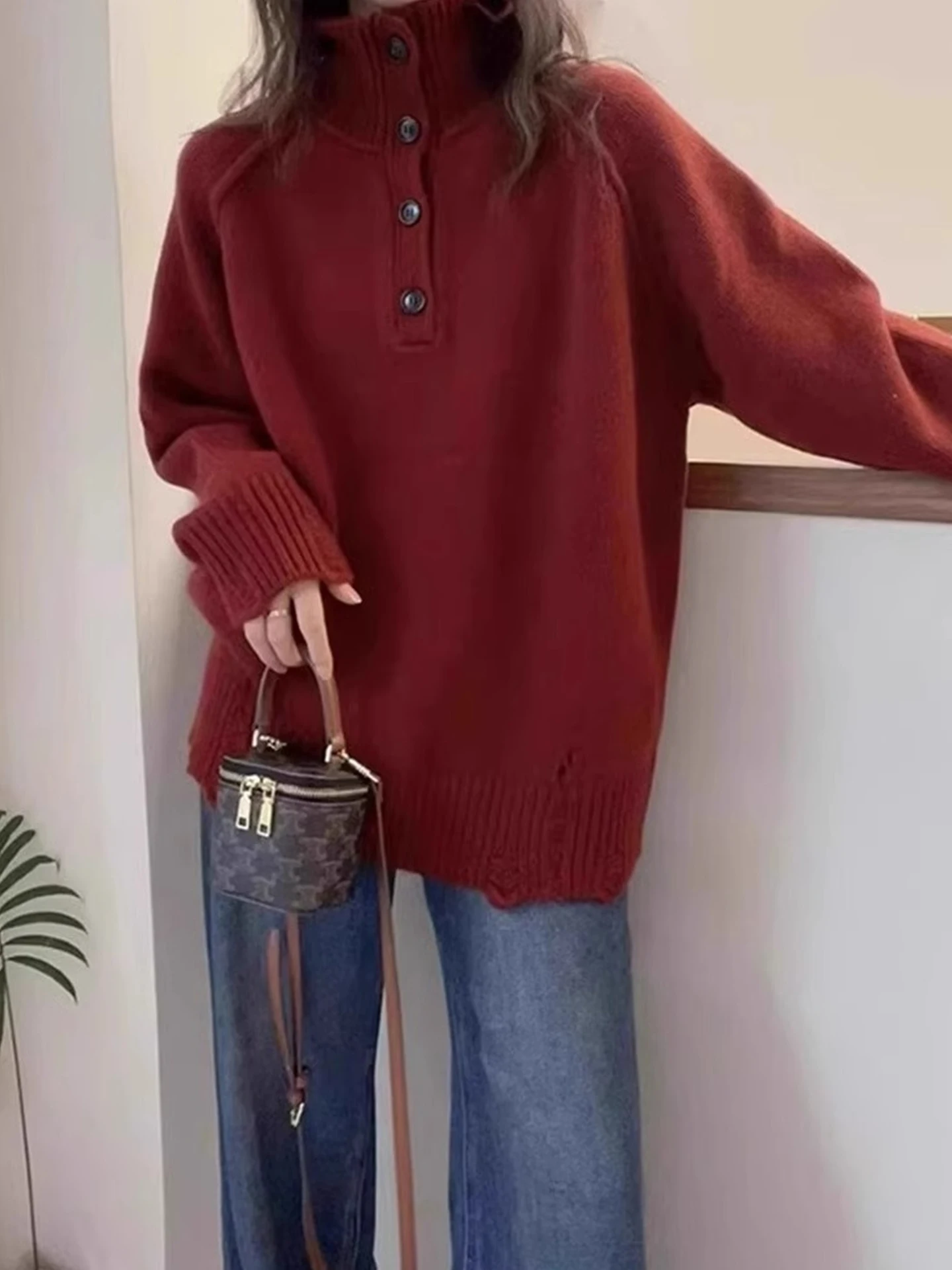 

Loose Long Sleeve High Collar Color Knitwear Lazy Style Top Versatile plus Size Autumn Winter Fashion Commute Wind