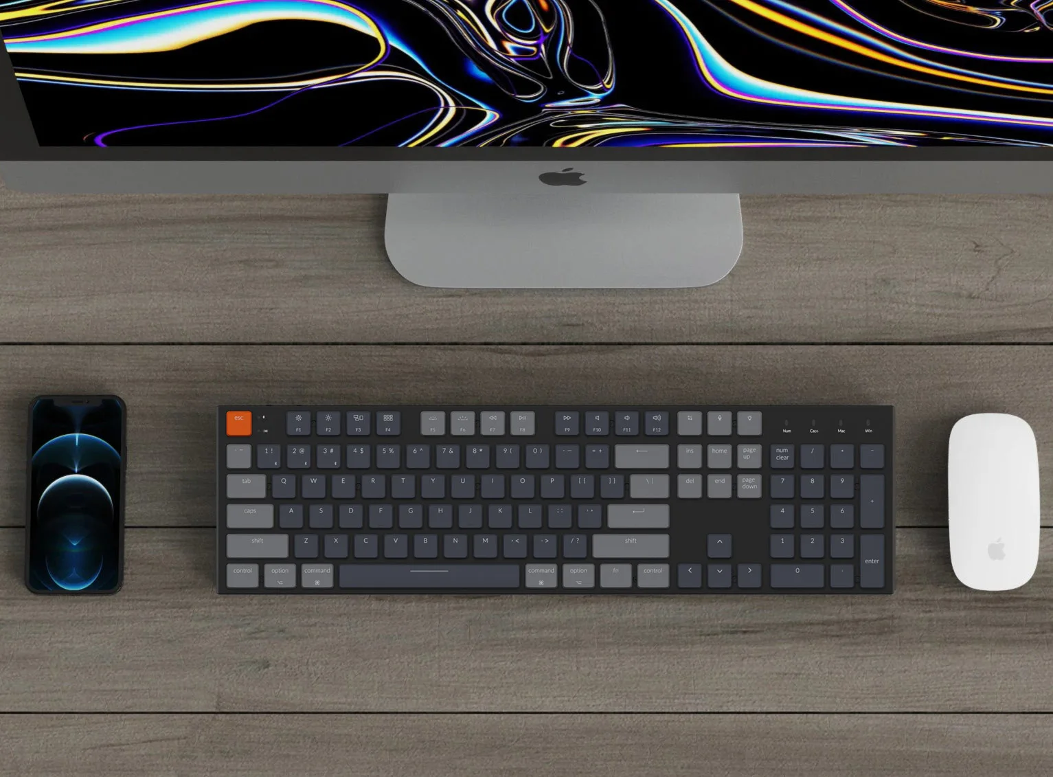 Imagem -02 - Keychron k5 e Ultra-fino Teclado Mecânico sem Fio Rgb Backlight Quente-swappable Baixo Perfil Interruptor Óptico para Mac Windows