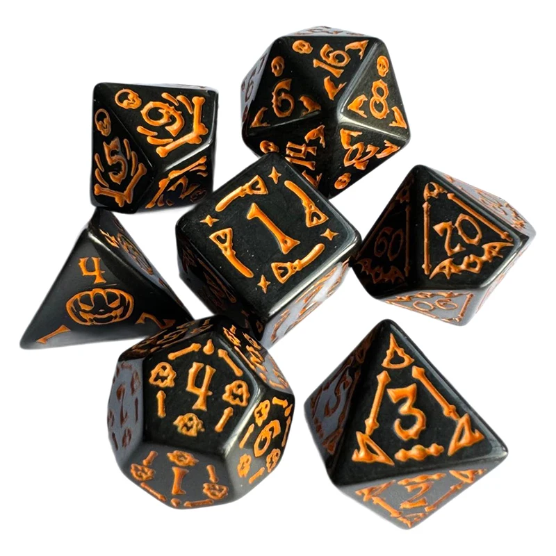 7Pcs/set Halloween Polyhedral Dices Multi-side Dice Set For Board Games High Quality Dice Set Entertainment Table Gaming