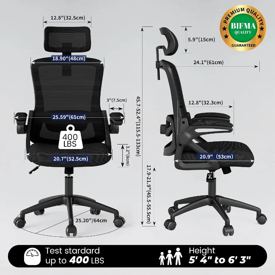 Office Chair Mesh Computer Chairs with Adjustable Lumbar Support