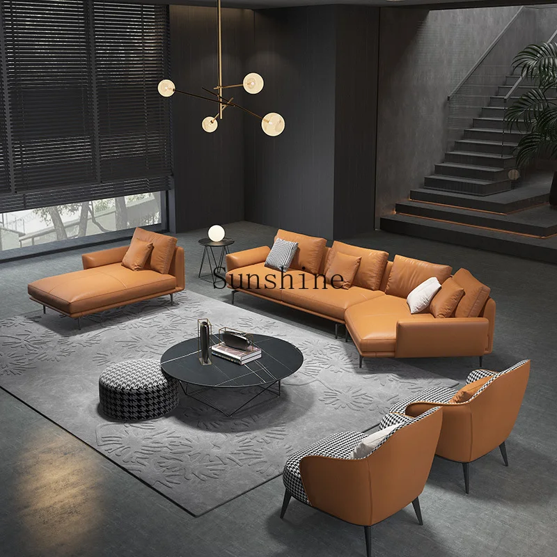 Italian living room minimalist leather special-shaped sofa