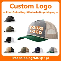 Custom Logo Embroidery 5-panel Mesh Hat for Men and Women Baseball Hats Wholesale Design Print Ventilate Truck Driver's Hat