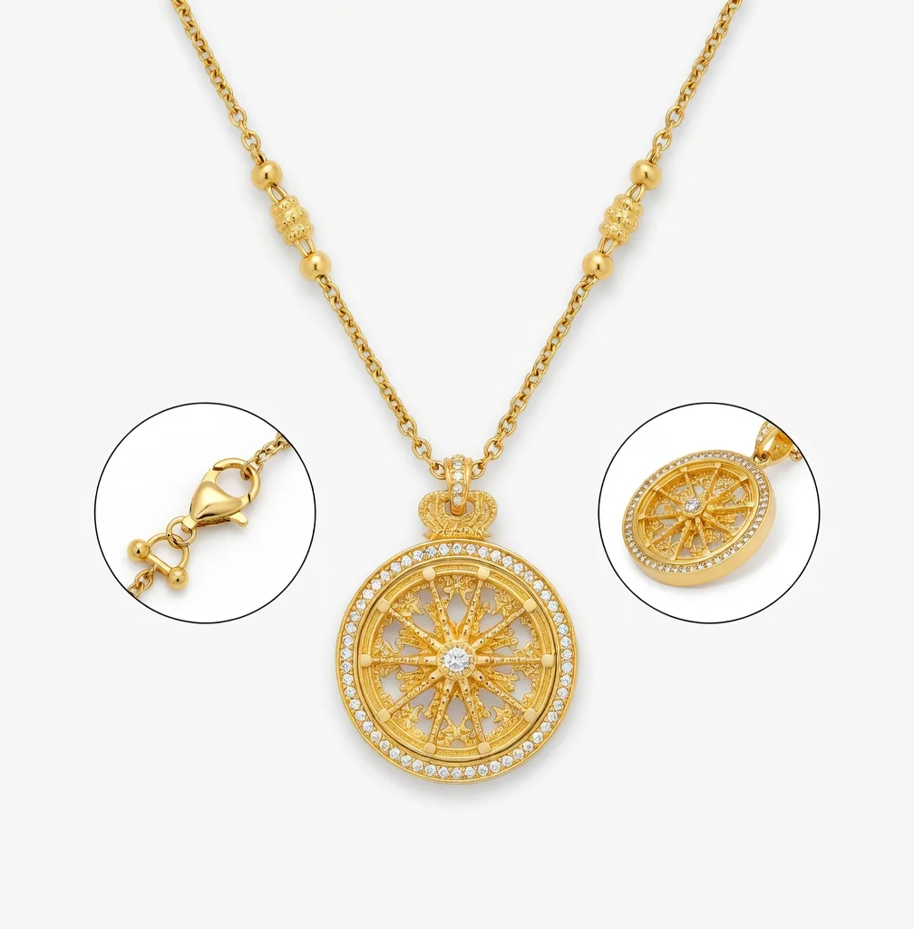 

Luxury Diamond Crown Compass Pendant Necklace for Women Gold Braided Rope Long Sweater Chain Light Luxury Fashion Jewelry
