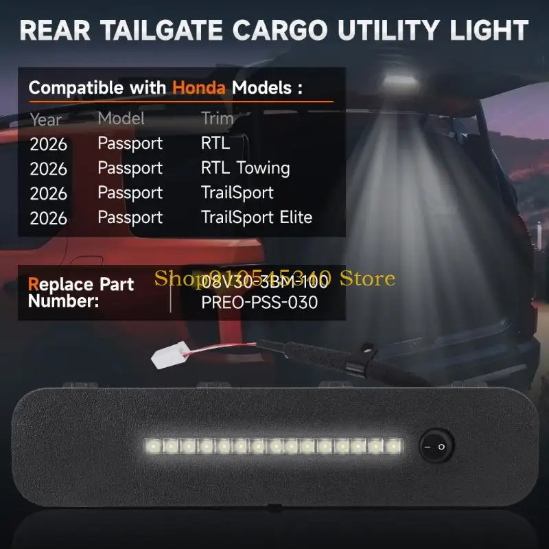 U2JA Rear Trunk Interior Lamp, Cargo Area Interior Light Assembly with LED Panel, Attached Connection End and Multiple Mounting