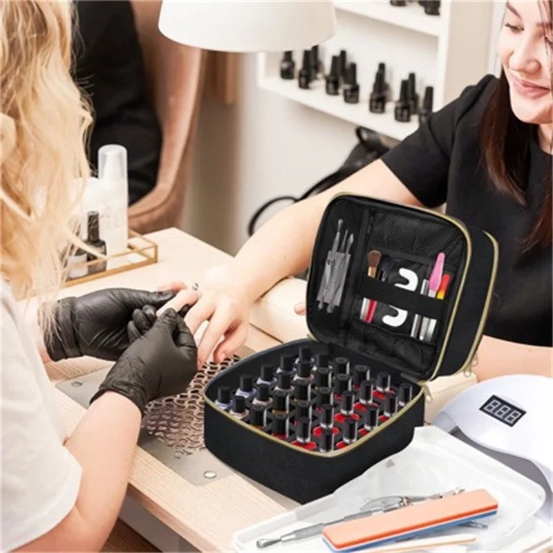 Portable 1PC Nail Polish Storage Bag Essential Oil Storage Nail Products Baking Lamp 30 Bottles To Accommodate Storage Box view 2