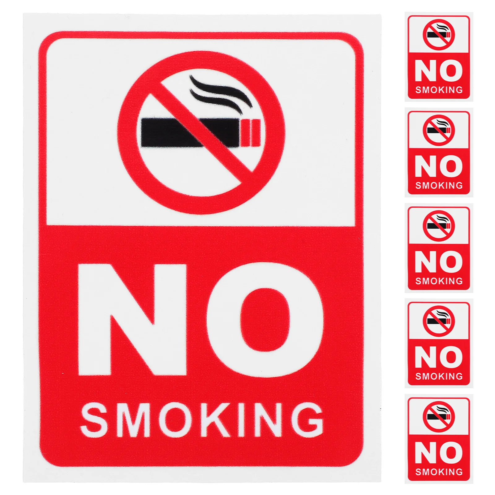 6pcs No Smoking Sign Stickers Self-Adhesive Waterproof Decal For Office Hotel Wall Door Window Glass Safety