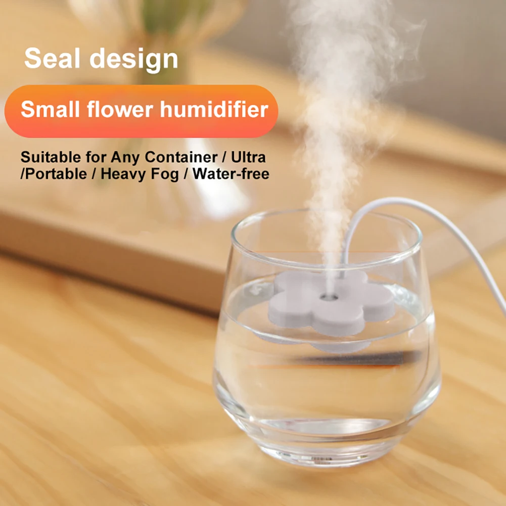 Portable Air Humidifier Petal Shaped Mini Ultrasonic Air Humidifier DC 5V 1A Aromatherapy Humidifiers Diffusers for Home Bedroom