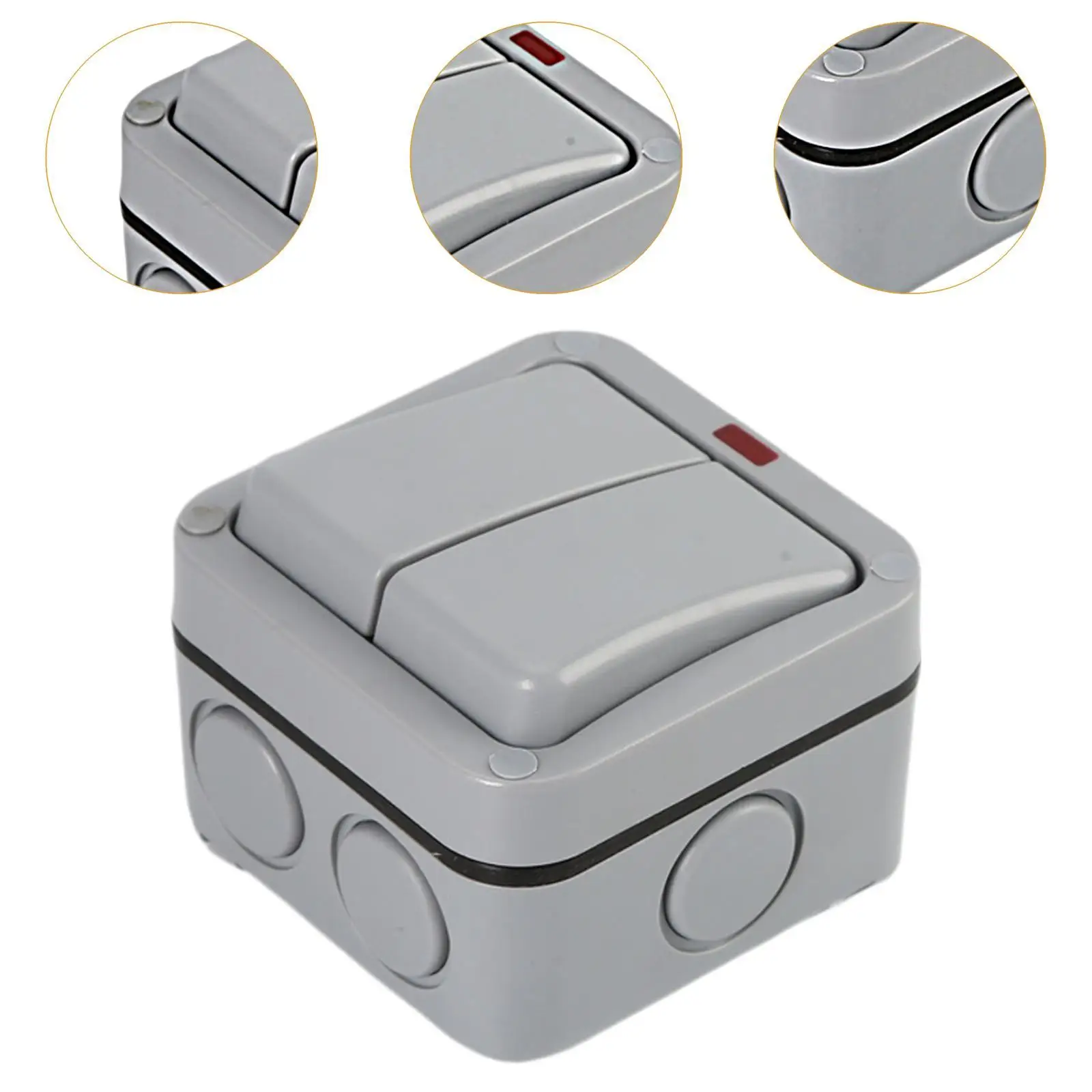 Outdoor Waterproof Double Socket with Switch IP66 Dustproof Weather Resistant PP Material External Wall Mount for Garden