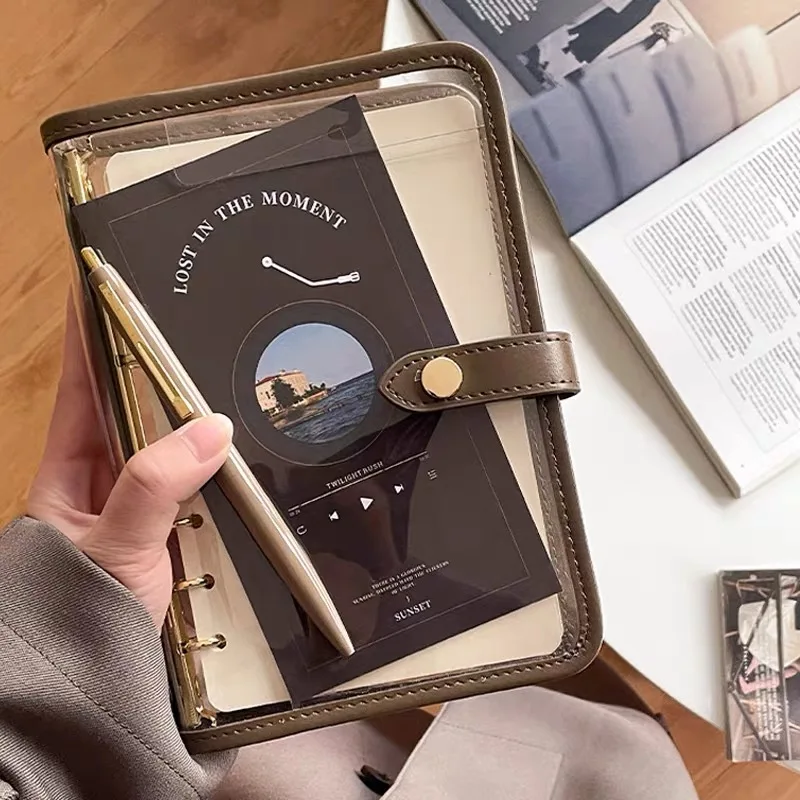 A5/A7 Korean transparent loose-leaf Notebook Travel business planner Notepad Binder Journal Planner Carry around Office Diary