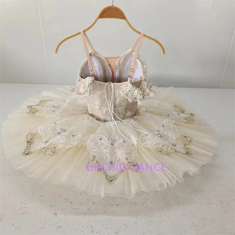 Professional 12 Layers Custom Size Kids Girls Adult Performance Wear Champagne Off-shoulder Classical Ballet Tutu