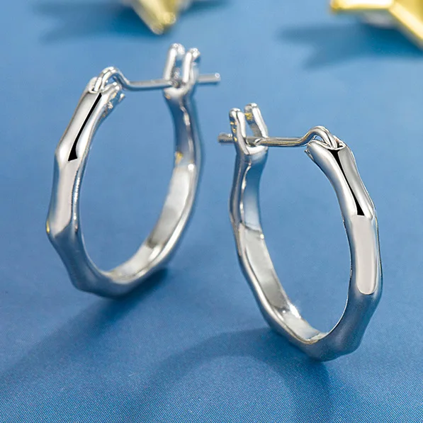 

Серьги из стерлингового серебра 925, бамбуковые шарнирные серьги, женские модные простые ювелирные изделия на день рождения, свадьбу, годовщину, подарок