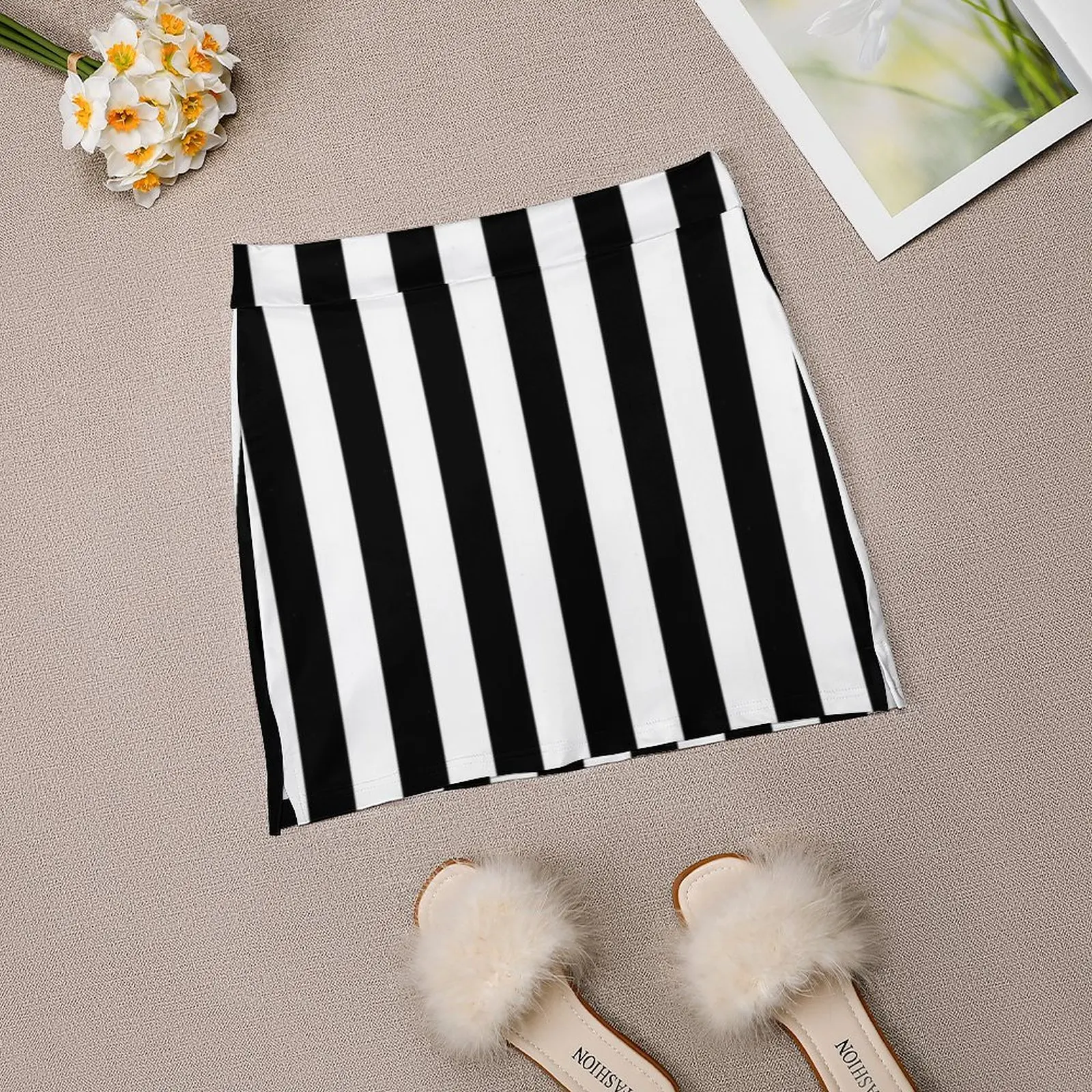 Medium Zwart En Witte Strepen Verticale Richting Door Vrouwen Rok Met Verbergen Pocket Tennis Rok Golf Rokken Badminton Rokken