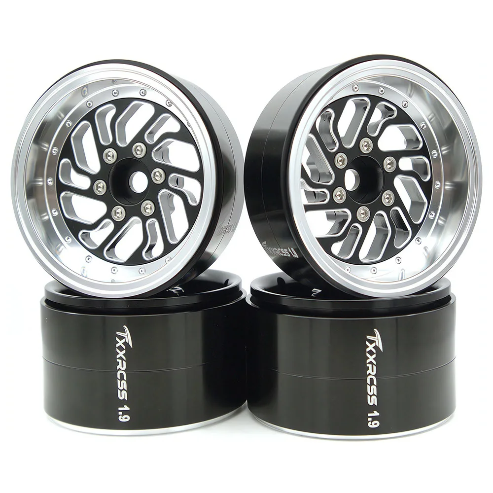 TxxRcss RC 1.9 Inch Beadlock Wheels Offsets -8.5mm Rims Hex 12mm Aluminum Wheel for TRX4 TRX6 SCX10 Gen8 1/10 RC Crawler Remote