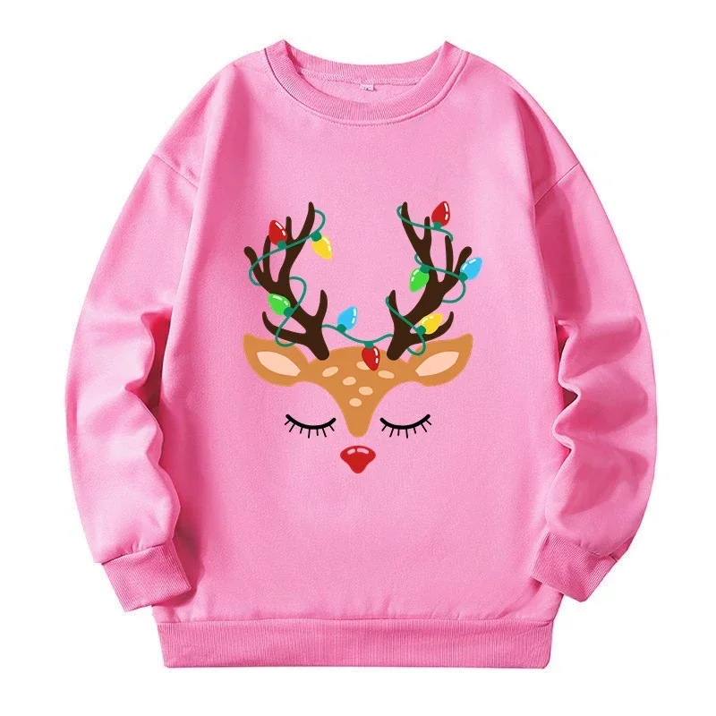 4XL Plus Size Women Sweatshirts Clothing Christmas Reindeer Print Sweatshirt Women Autumn Winter New Long Sleeve Tops