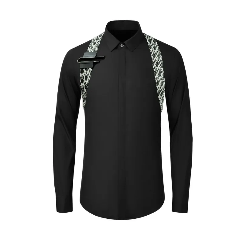 Camisa informal de manga larga con letras en U para hombre, camisa de moda, otoño e invierno, 2024