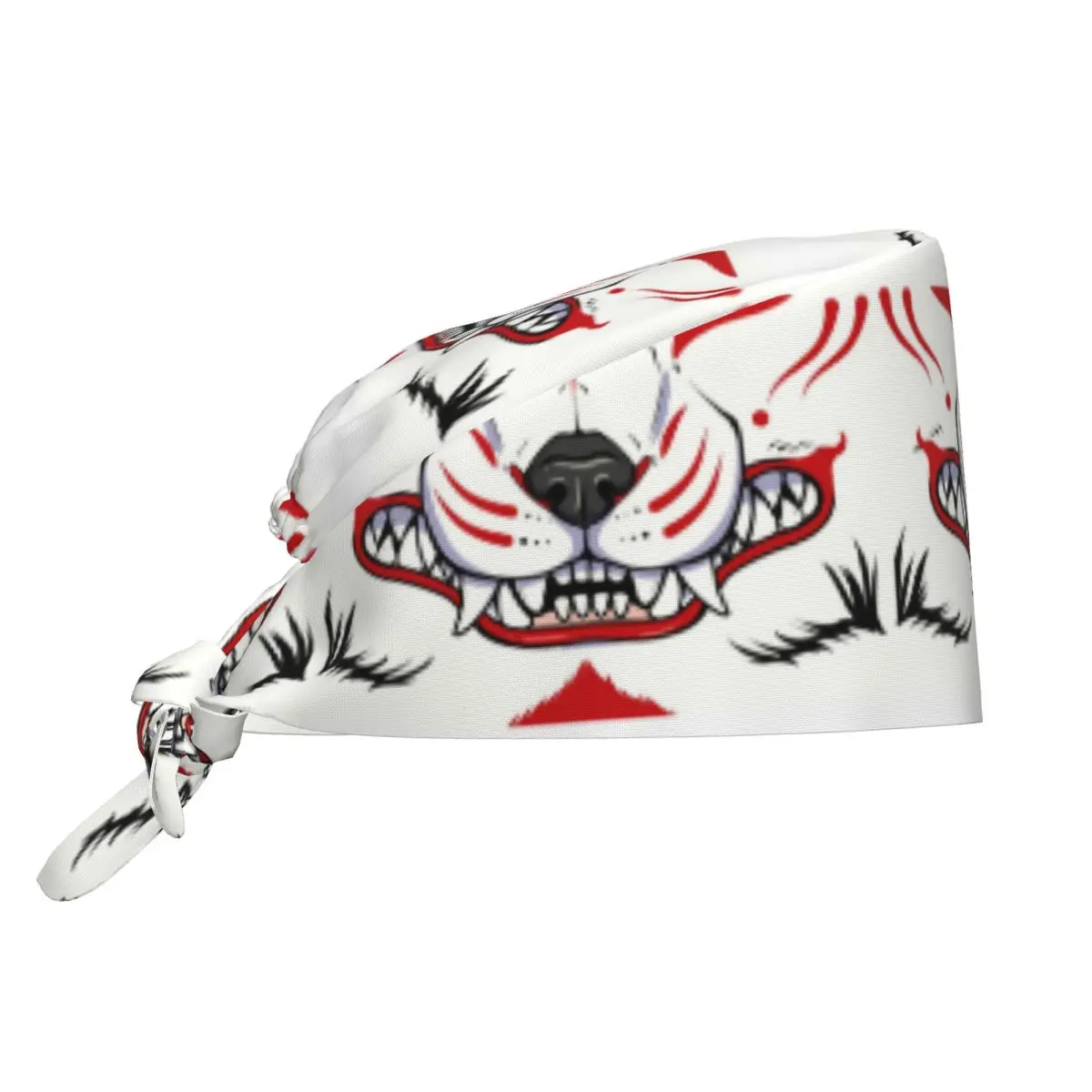 Oni Demon Kitsune Grin Medical Staff Scrubs Hat Men Women Fox Aunumart Japanese For Chef Hat Scrub Caps
