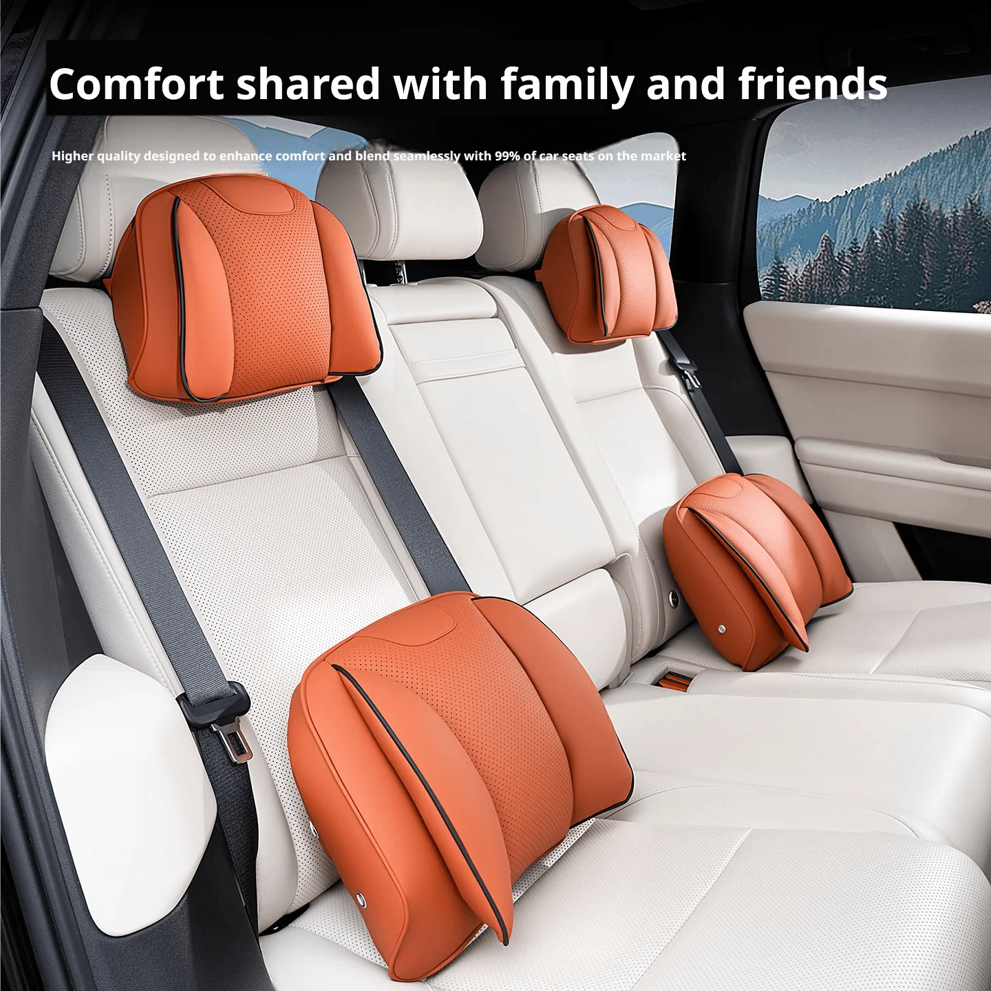 Leather Headrest Lumbar Support Set For Volkswagen Atlas Tiguan Passat Touareg Tayron Touran ID.3 ID.4 Comfort Car Neck Pillows view 4