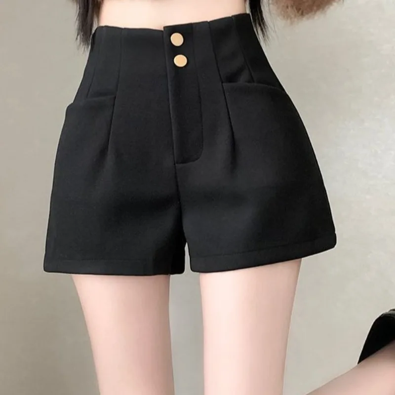 Short en laine Mujer solide taille haute automne hiver Vintage femme pantalon mode coréenne Simple pantalons Cortos