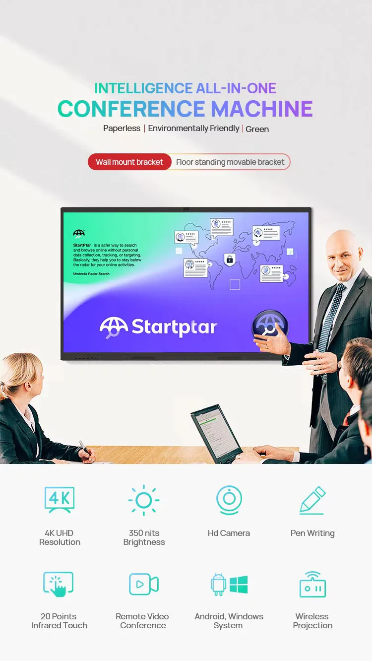 Zakelijke apparatuur Interactief touchscreen Indoor Digital Signage Smart Conference Interactief whiteboard