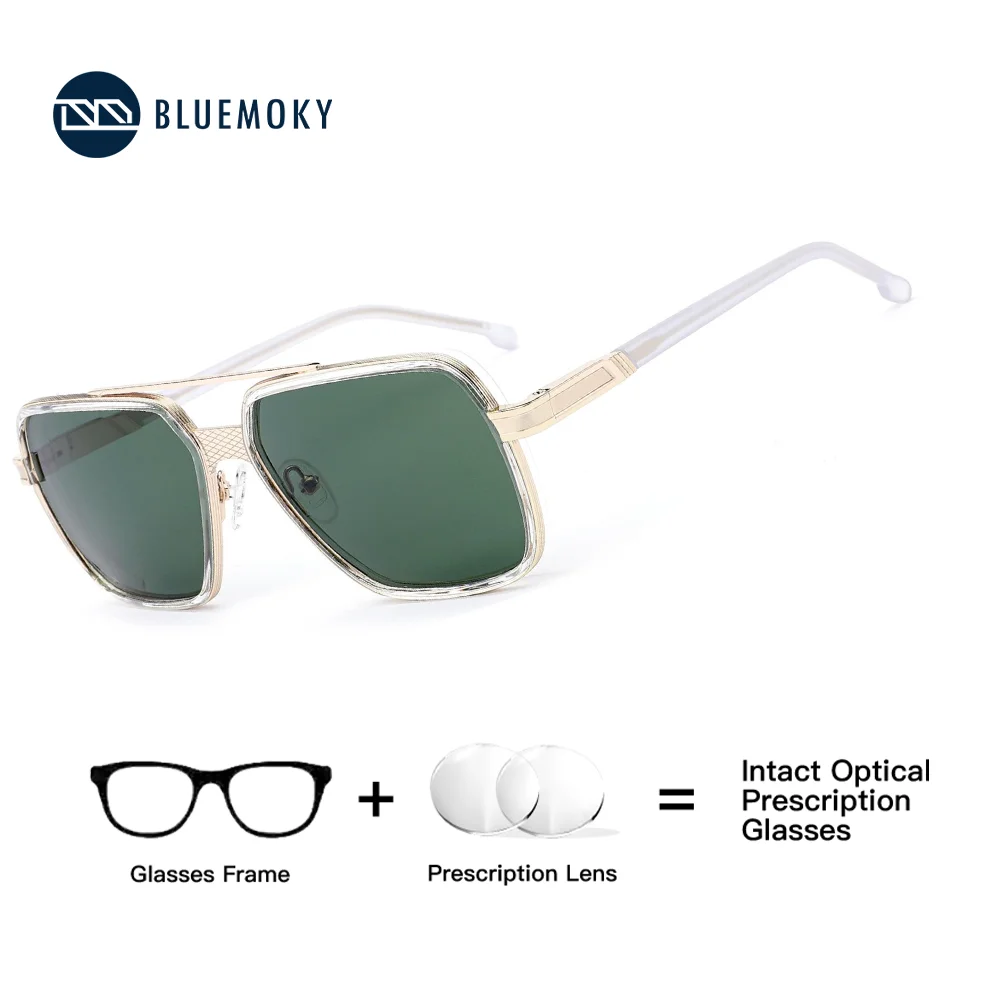 

BLUEMOKY Metal Aviator Polarized Prescription Sunglasses For Unisex Trend Uv400 Protection Pilot Corrective Sun Glasses RTM3504