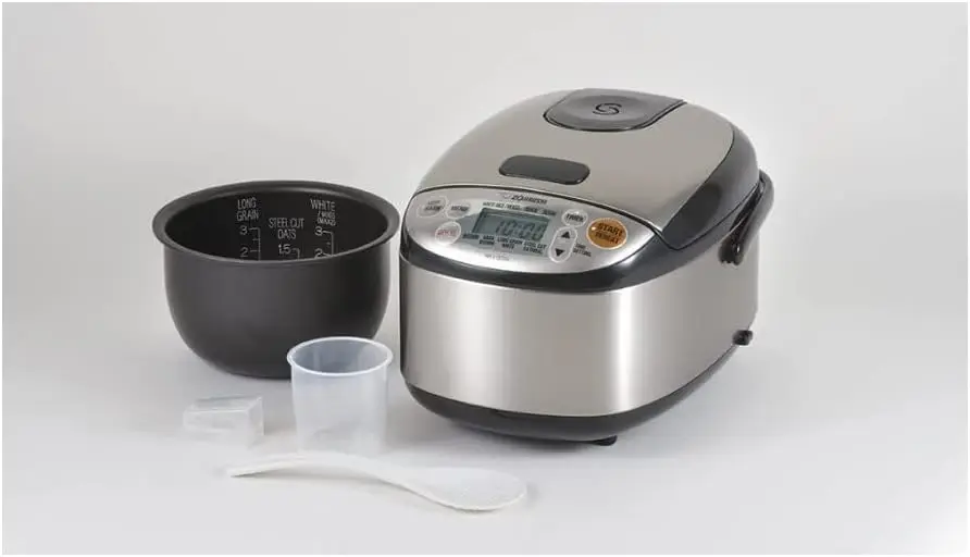 Micom 3-Cup Compact Size, Multiple Settings, Stainless Steel Made, Built-In Retractable Power Cord and Easy to Transport Rice