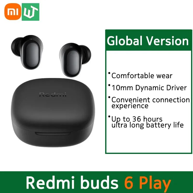 Global Version Xiaomi Redmi buds 6 Play Earphone AI noise cancellation for calls 10mm Dynamic Driver Bluetooth 5.4 TWS Headphone