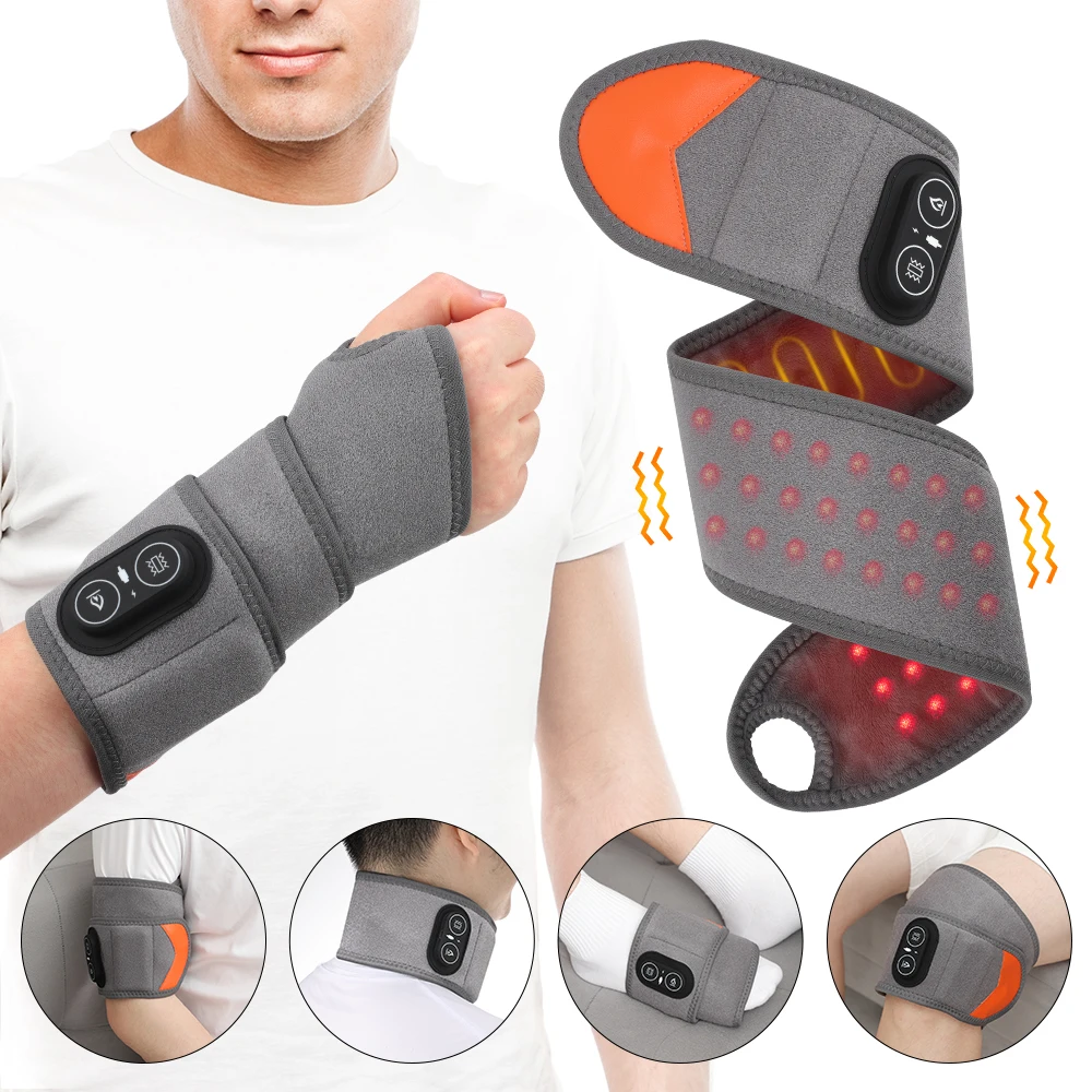 Electric Compress Hot Wrist Wrap 36/48 LEDs 3 Modes 660nm 850nm Infrared Wearable Joint Support Portable Hand Relaxation Brace