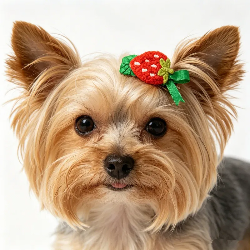 Niedliche Frucht-Häkel-Haarspangen für Hunde und Katzen, rutschfeste Pflegeaccessoires für kleine Haustiere, Yorkshire, Malteser, Welpen-Haarspangen