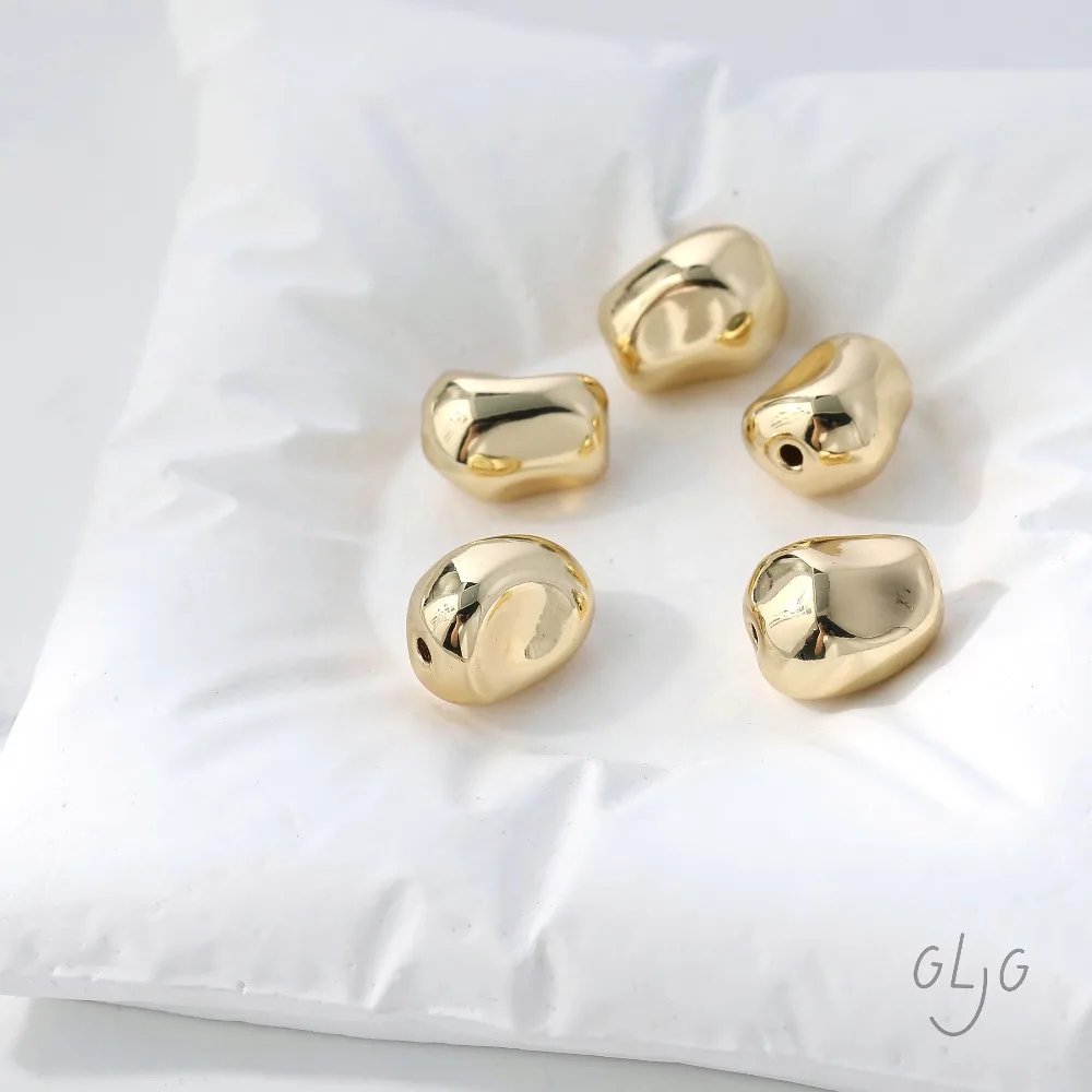 4PCS Irregular Shaped Spacer Beads for Jewelry Findings Making Bracelet Supplies DIY Brass 14k Gold Plated Accessories 9*11mm view 3