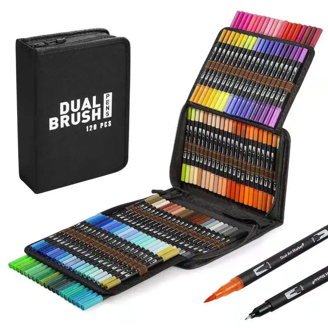 

Double Tip Brush Pens Art Markers, Aesthetic School Supplies, Artist Fine & Brush Pen Coloring Markers for Adult Drawing