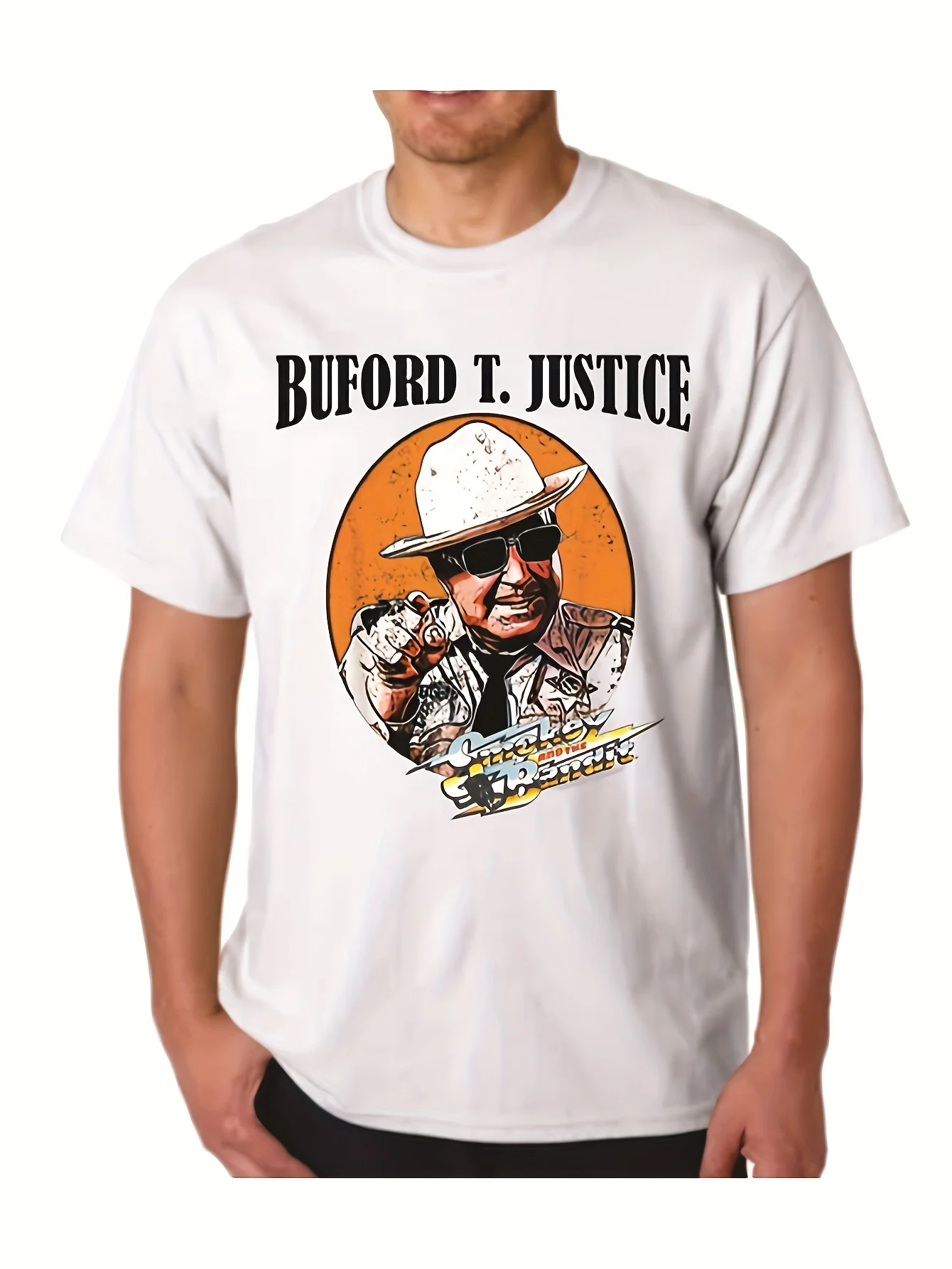 2026 New RONGCD Men'S Vintage Smokey & The Bandit T-Shirt - Buford T. Justice Graphic Tee Featuring Sheriff Badge - Retro 70S Ou