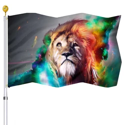 Lion Flag Vivid Color Ink Painting Double Stitched Flags Home Indoor Party Outdoor Decor Yard Flags Banners with Brass Grommets