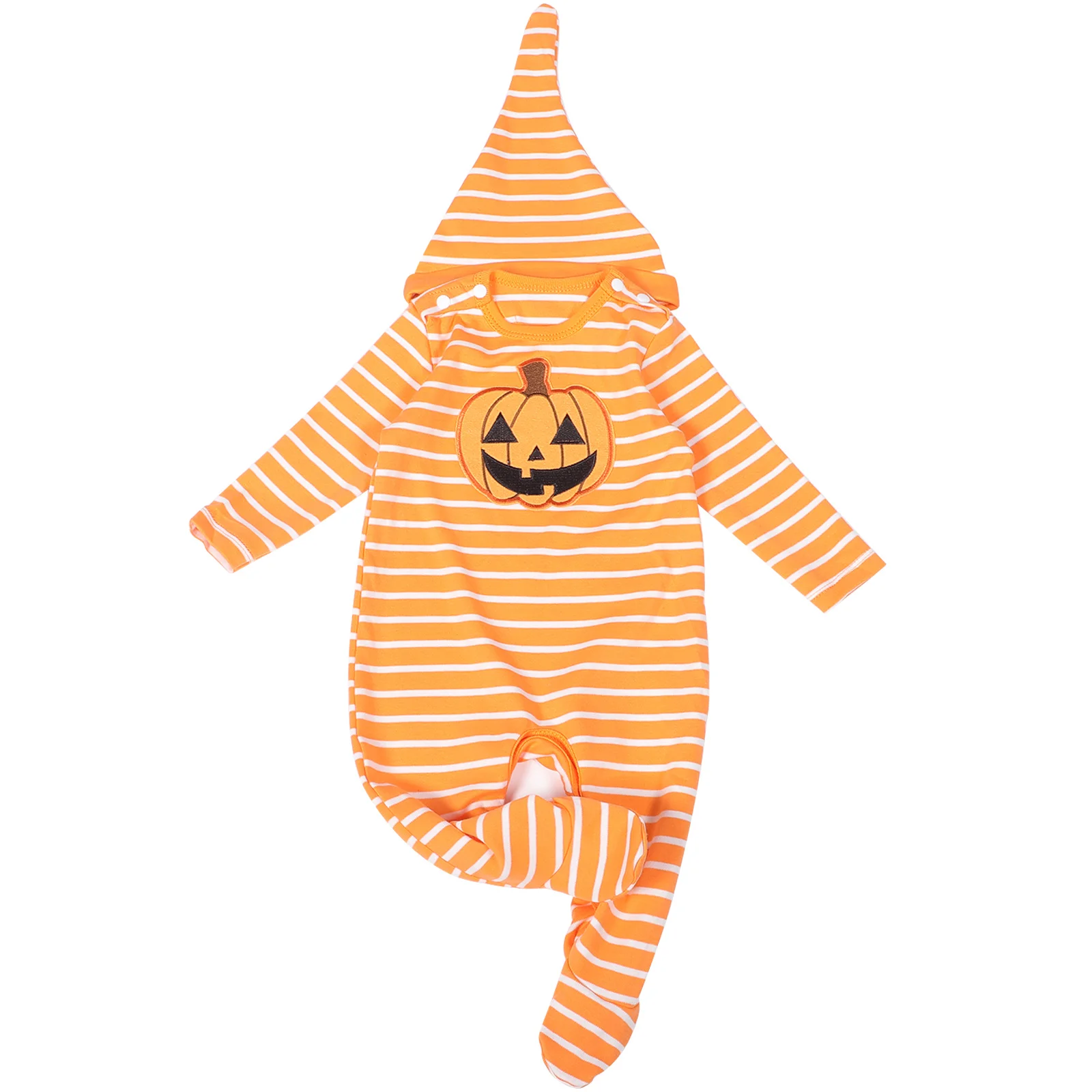 

1Set Pumpkin Halloween Romper Newborn Outfit Long Sleeve Jumpsuit Hat Baby Festival Costume Kids Cosplay Newborn Costume