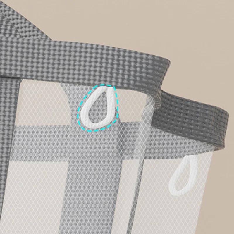 سلة غسيل شبكية من النايلون مع مقبض قابلة للتنفس وقابلة للطي ومحمولة لتنظيم الملابس القذرة وحقائب تخزين ألعاب ذات سعة كبيرة