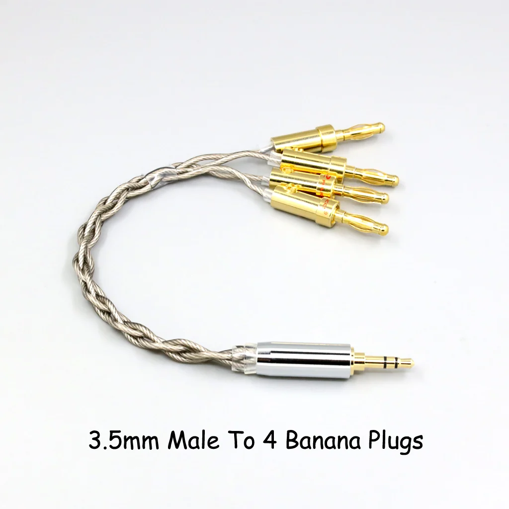 

99% Pure Silver + Graphene Silver Plated Shield Cable For XLR 6.35mm 4.4mm 3.5mm Male Female To 4 Banana Plug Adapter LN009015