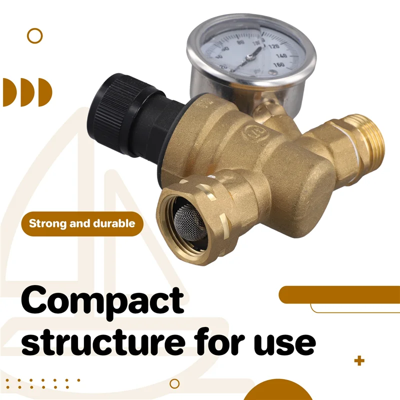 

A85E-RV Water Pressure Regulating Valve Adjustable Pressure Reducing Valve For Camper Van Travel Trailers