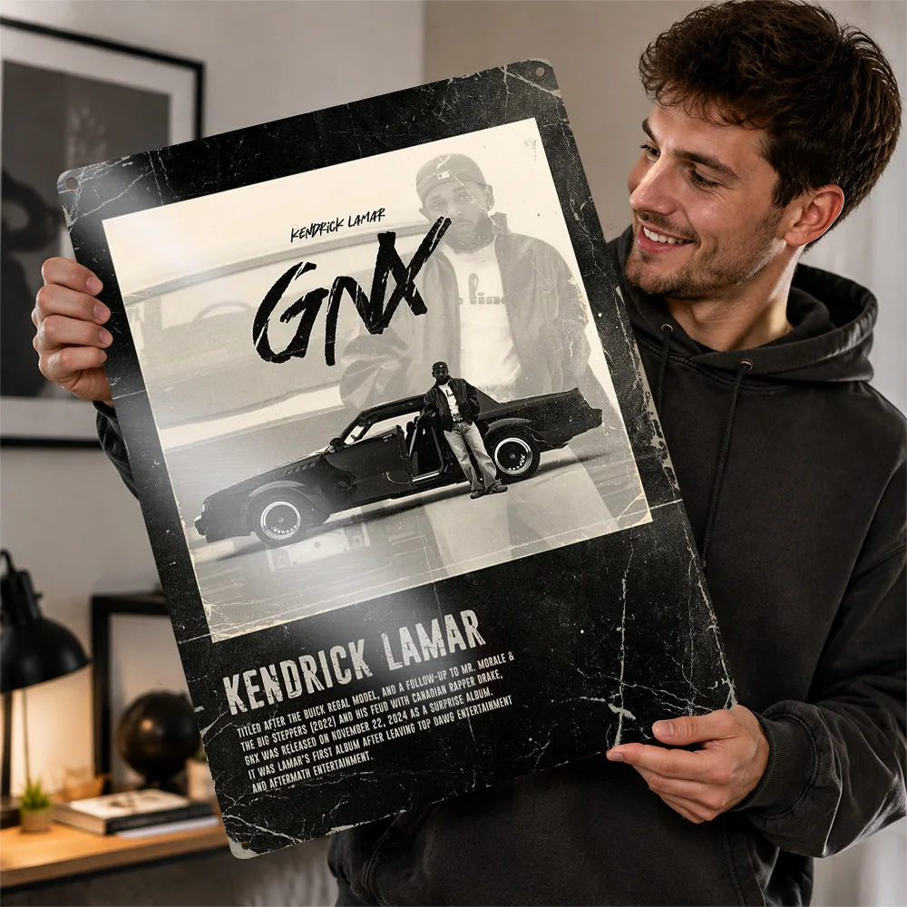 Kendrick Lamar GNX Textured Poster Customized Metal Tin Sign Vivid Urban Rhythm Wall Art Enhances Home Offices And Music Rooms