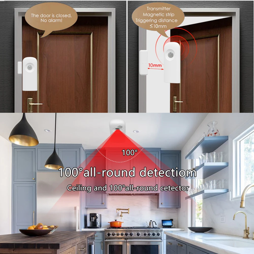 Tuya Smart Multifunctionele Wifi Deursensor En Pir Bewegingssensor 2-In-1 Functie Met Alexa Google Smart Home Security Smart Life
